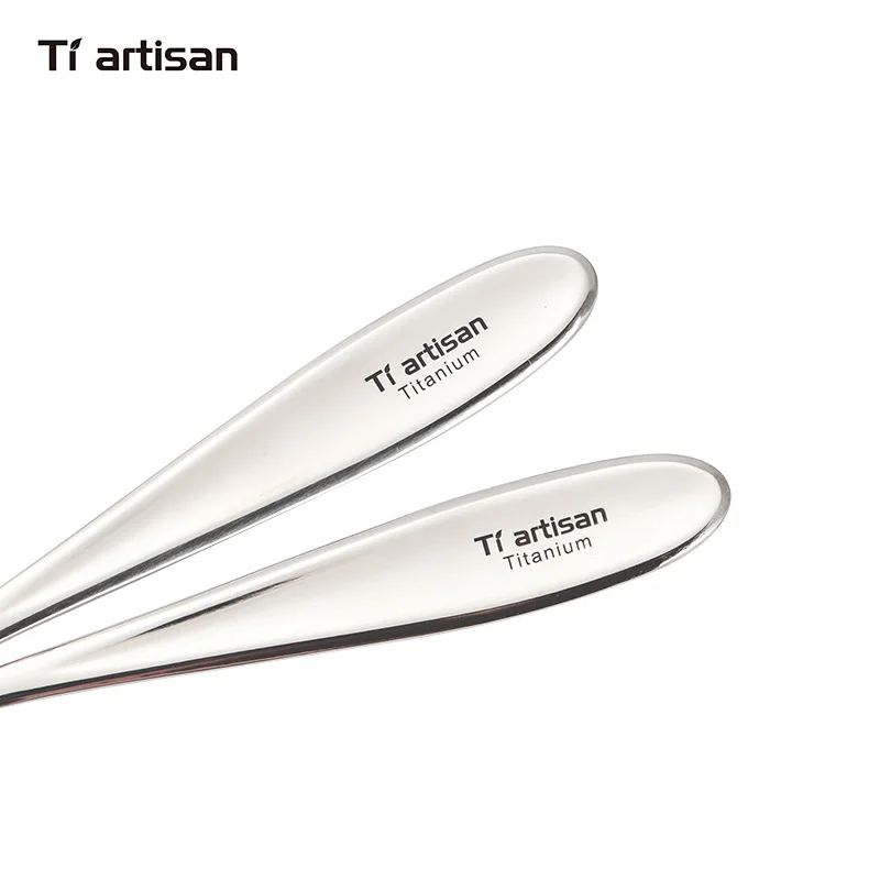 Tiartisan Pure Titanium Spoon Fork Two-Piece Outdoor Camping Picnic Fork Titanium Tableware Lightweight Spoon