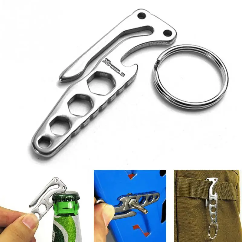 

Practical Multi Function Outdoor EDC Pocket Key Chain Tool Keyring Clip Hook With Bottle Opener Hex Wrench Free Shipping