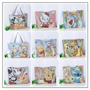 

Summer New Embroidered One-shoulder Handbag Fashion Student Mummy Canvas Bag Hello Kitty Shopping Bag