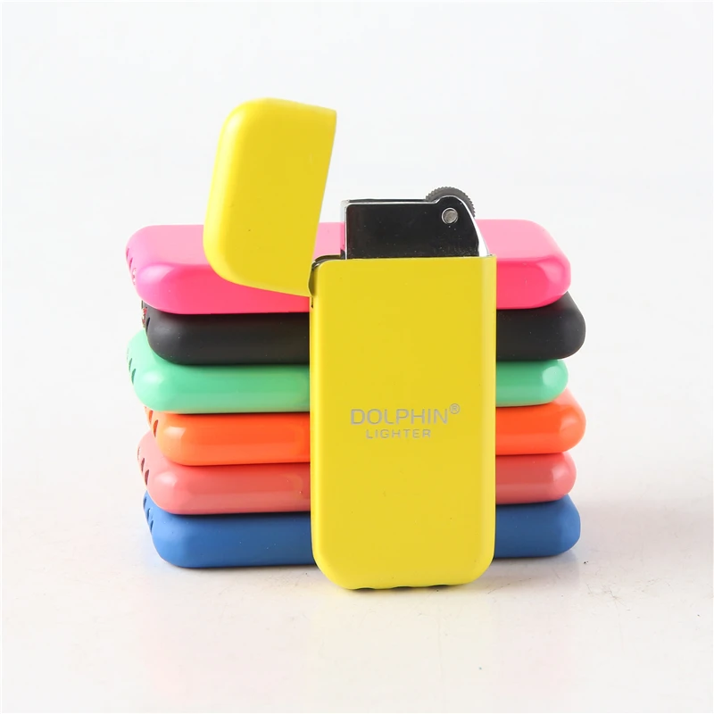 

Cigarette Accessories Simple fashion Butane gas lighter Candy color Metal grinding wheel lighters