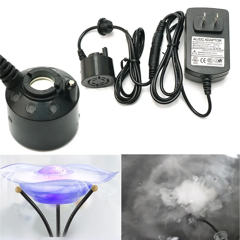 

DC24V Ultrasonic Humidifier Mist Maker 46mm With US Plug Fogger Water Fountain Pond Atomizer Head with 6 Lights for Humidifier