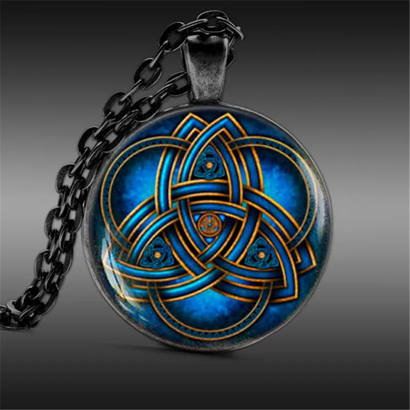 Blue triquetra necklace men Jewelry Trinity Symbol for Best Friends Pendant