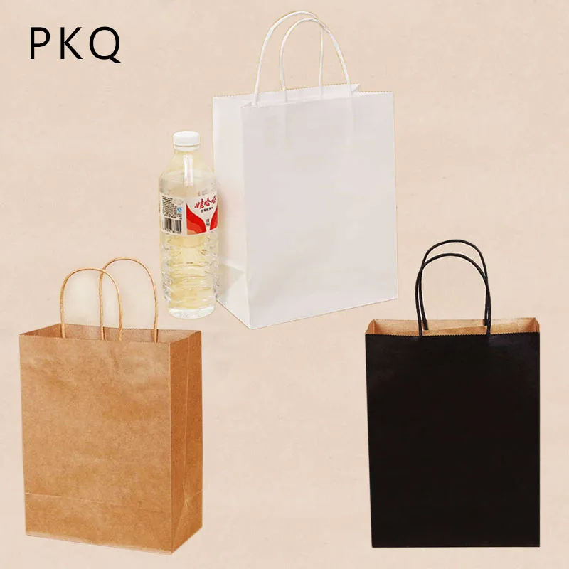 

10-20pcs/lot Kraft Paper Bag with Handle Recyclable Bag Fashion Clothing Shoes Gift Paper Bags Brown/Black/White 4.24