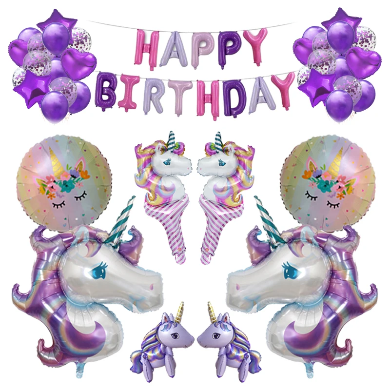 

3D Unicornio Party Decor Animal Foil Balloons Babyshower Birthday Theme Party Decor Balloon Unicorn Wedding Bracelet Baloon Gift