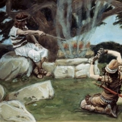 The Angel Puts Fire on the Altar of Gideon James Tissot (1836-1902 French) Jewish Museum New York City Print (24 x 36)