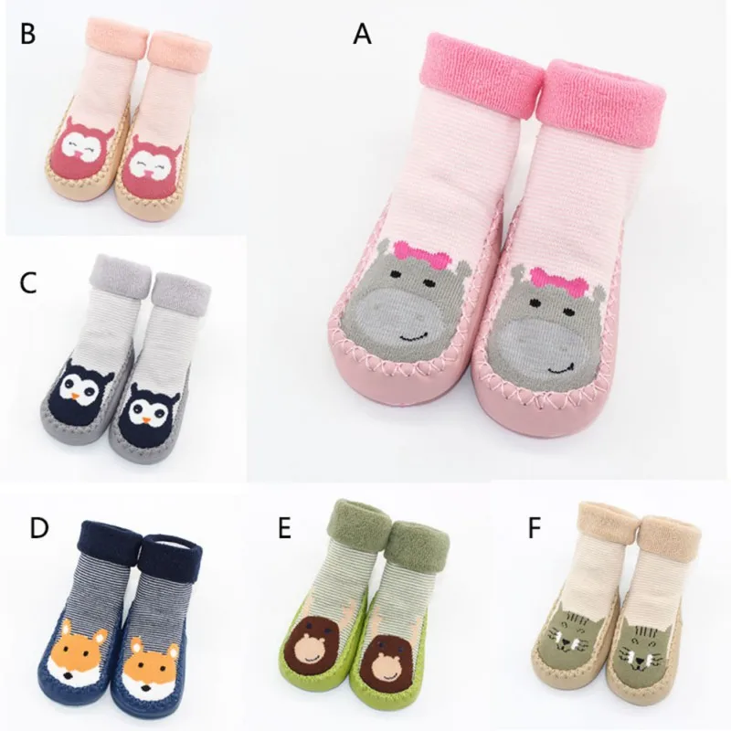 Детские носки-тапочки детские носки с рисунками подарок для малышей, детские домашние носки-тапочки нескользящие носки с кожаной подошвой для детей от 0 до 15 месяцев