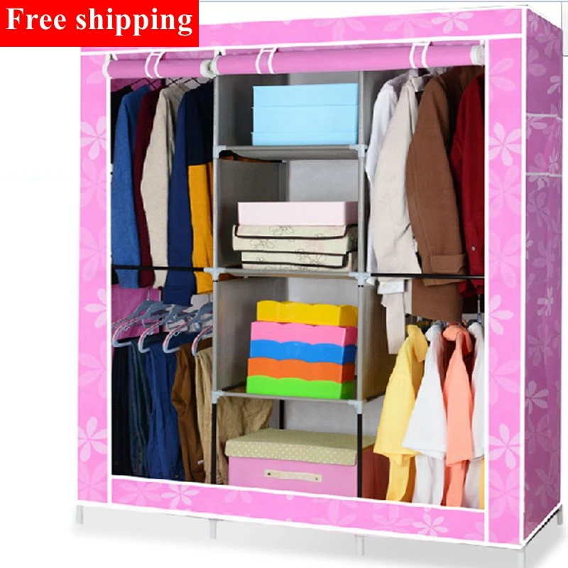 Free Shipping 4colors Queen Size Simple Cloth Wardrobe Folding