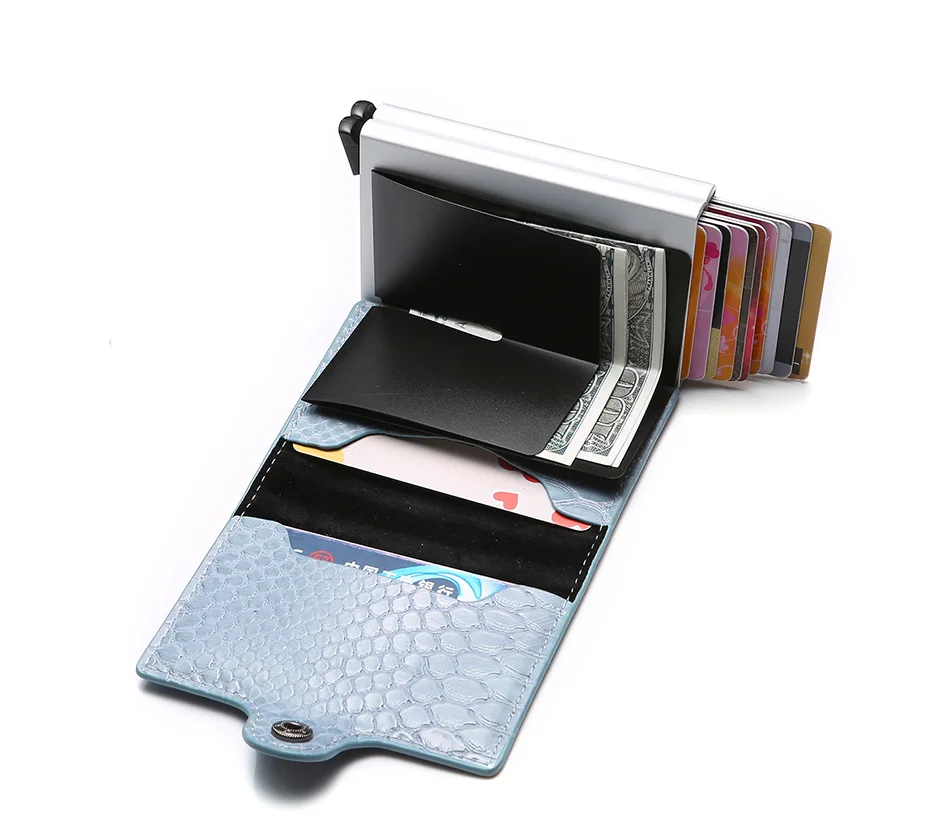 BISI GORO Анти вор RFID кредитный ID держатель для карт из искусственной кожи металлический кошелек держатель для карт для мужчин и женщин чехол для кредитных карт карман