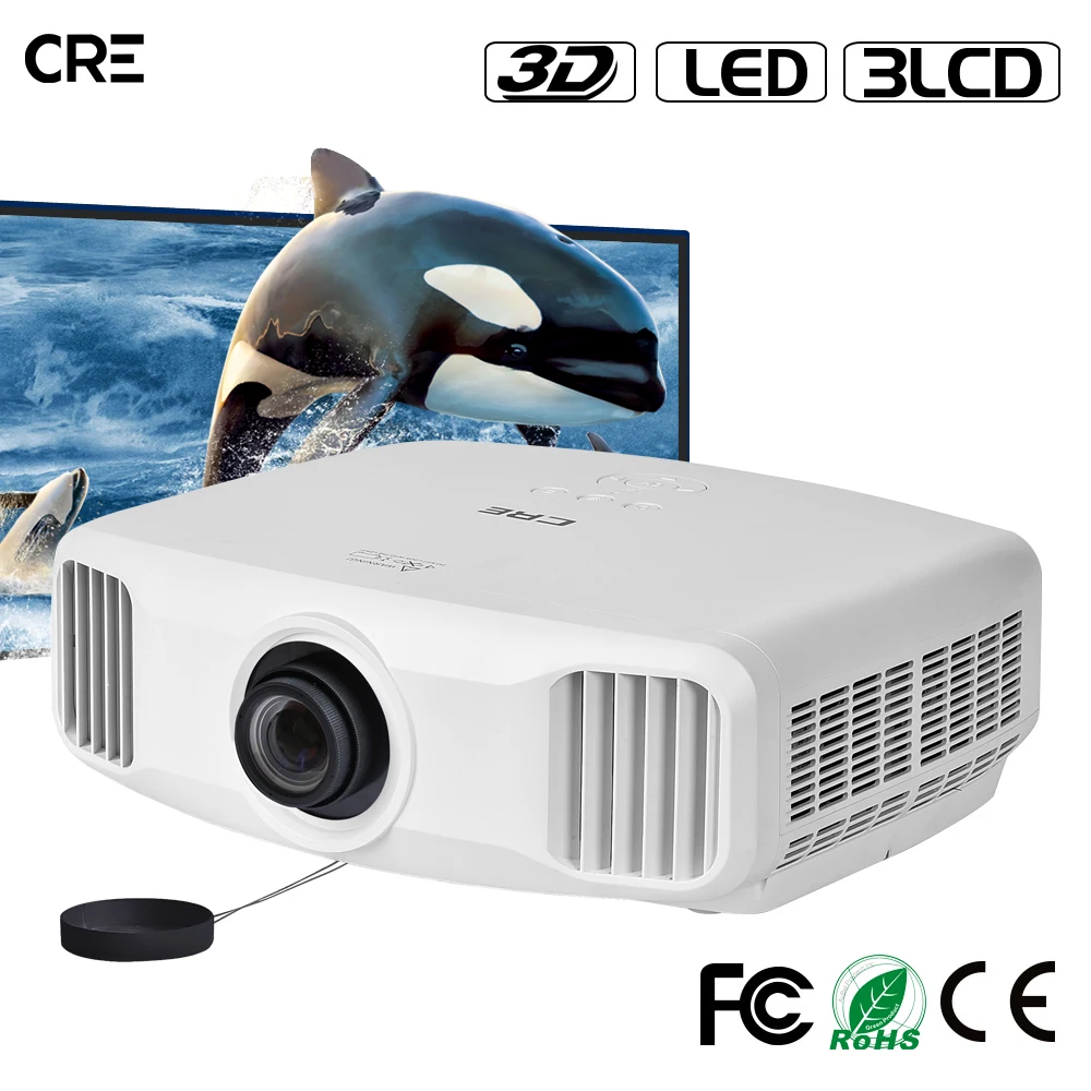 CRE Топ 3d led android домашний кинотеатр full hd проектор Поддержка 4K|Проекторы для