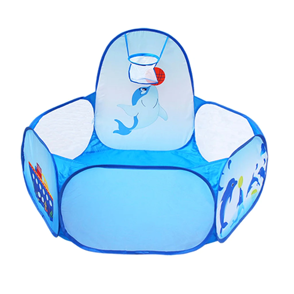 Fun Pop Up Ball Pit Pool Toddler Baby Play Tent Playhouse Playpen with Basketball Hoop Developmental play Game Toy 120CM/ 47''