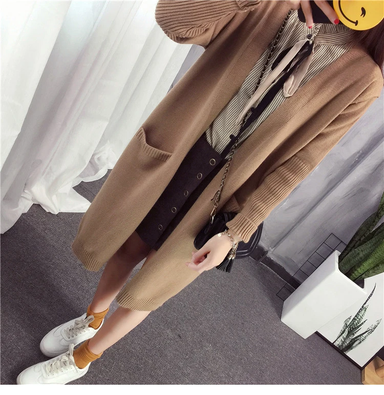 Long Sweater 2018 New sweaters women fashion loose sweater Long sleeve Open Stitch Hooded Good quality HOT Top Sweet sweater Sweaters