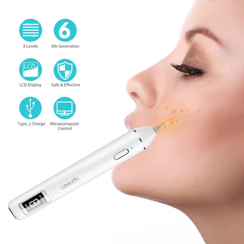 8 Levels Plasma Pen Skin Tag Remover LCD Display Chargeable Safe Effective for Mole Freckle Removal Dark Spots