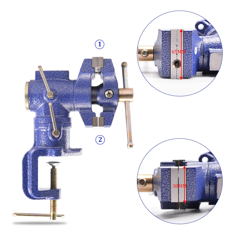 2-1/" Две Челюсти Зажим на тиски Вертлюги и вращается на 360 градусов многоцелевой стол поворотный Тиски с наковальней