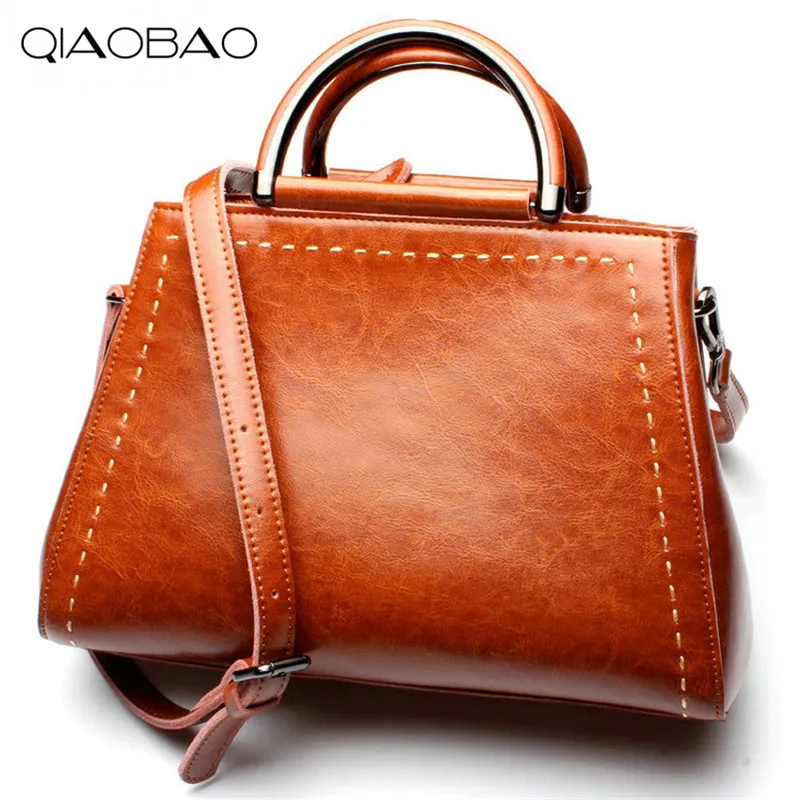 

QIAOBAO Fashion Women 100% Genuine Leather Bags Women Real Leather Handbag Large Shoulder Bags Elegant Women Bags Bolsa 2019