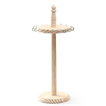 

Wood Jewelry Display Stand with Hooks for Exhibition Necklace Earrings Bracelet Bracelet Holder Necklace Rack Showcase Jewelry