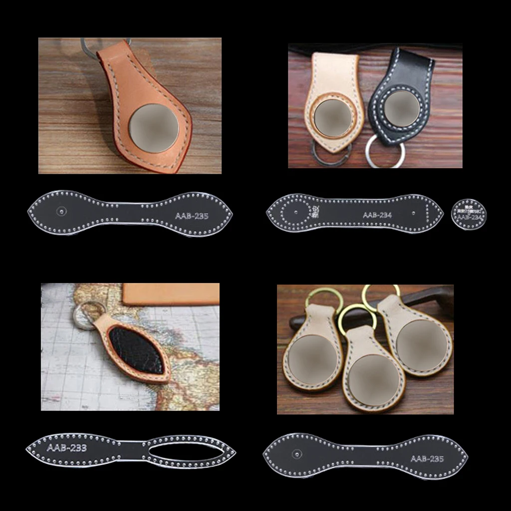 Clear DIY Leather Craft Acrylic Coin Purse Keychain Pattern Stencil Template Tool