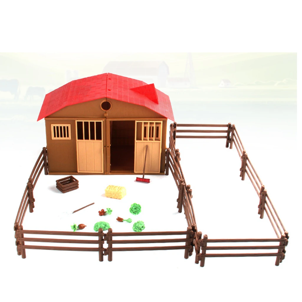 Plastic DIY Assembling Farm Cabin Scene Building Construction Kits Kids Creative Toy Birthday Gifts