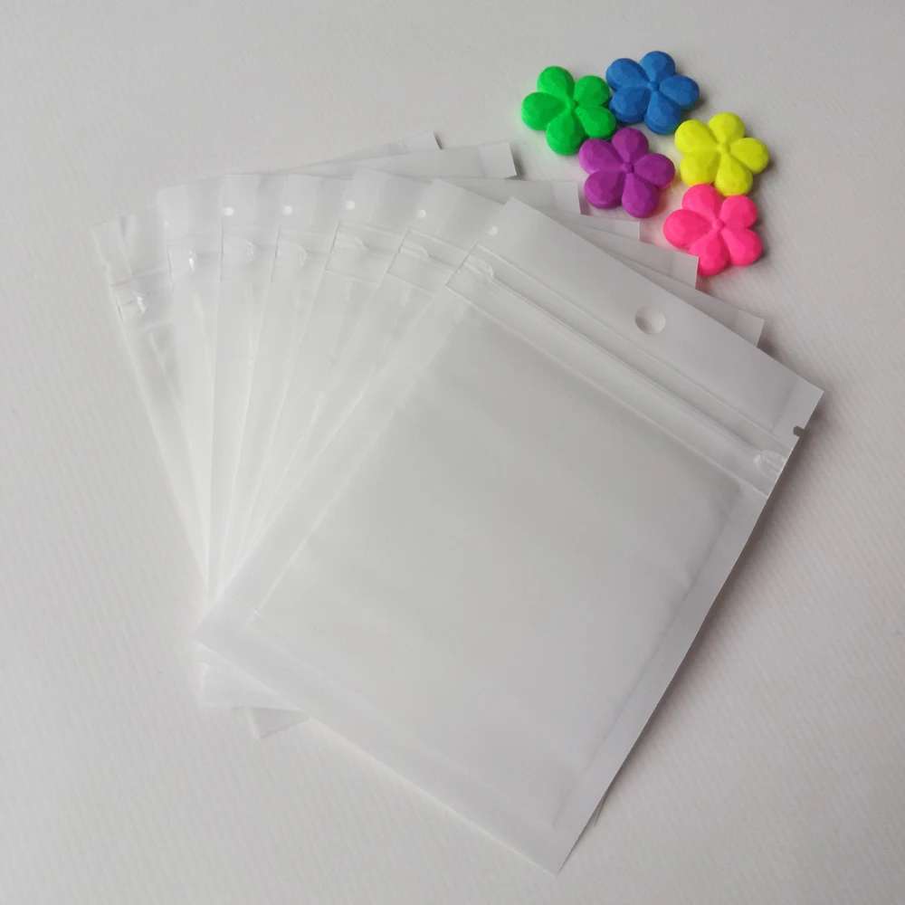 1000pcs 7*10cm White/clear Self Seal Zipper Plastic Packaging Poly Bag