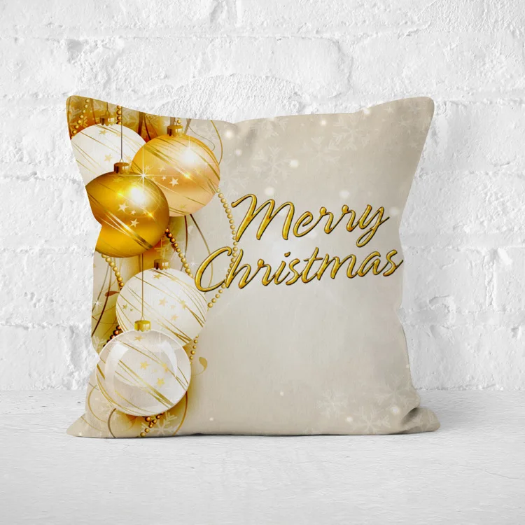 Рождественская подушка, Рождественское украшение для дома, наволочка с Санта Клаусом, короткая плюшевая наволочка для подушки с рождеством, 45*45 см - Цвет: Темно-синий
