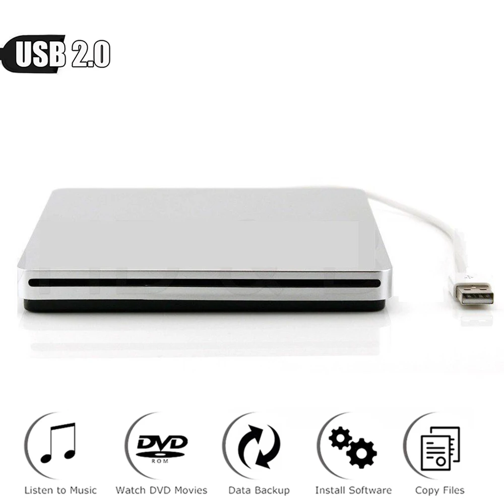 Супер тонкий внешний USB SuperDrive 8X DVD RW RAM DL горелка 24X CD записывающий привод для
