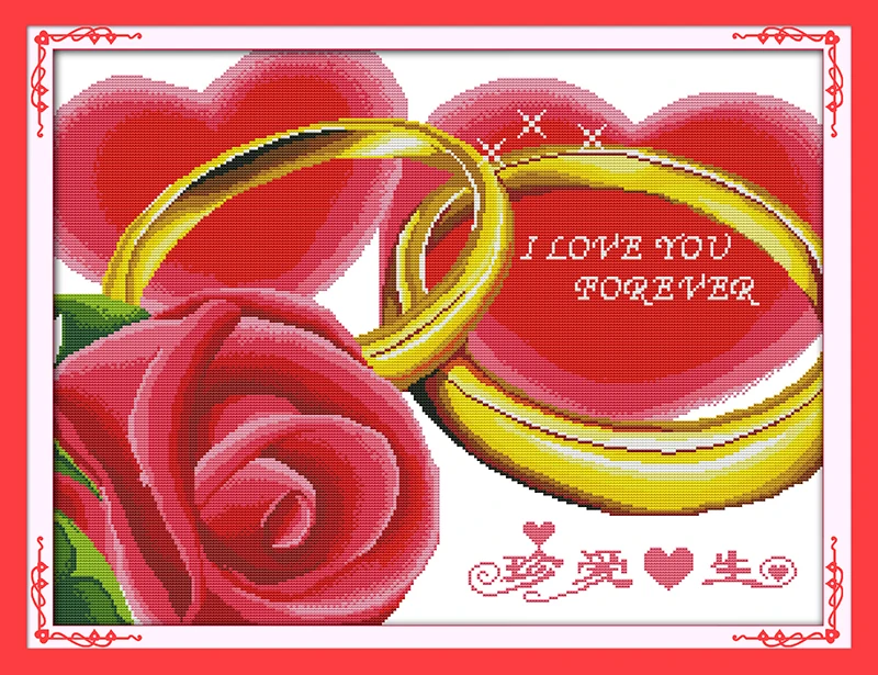 Набор для вышивки крестиком I love you forever с цветочным рисунком 18 14 11 холстом