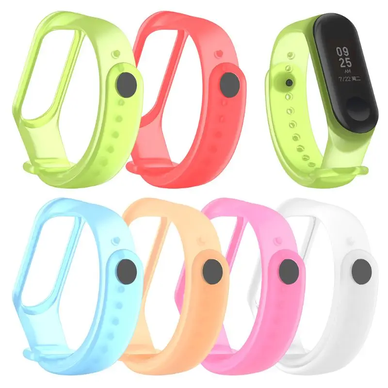 Colorful Clear Silicone Wrist Strap For Xiaomi Mi Band 4 MiBand 3 2019 Newest Replacement Watch Band