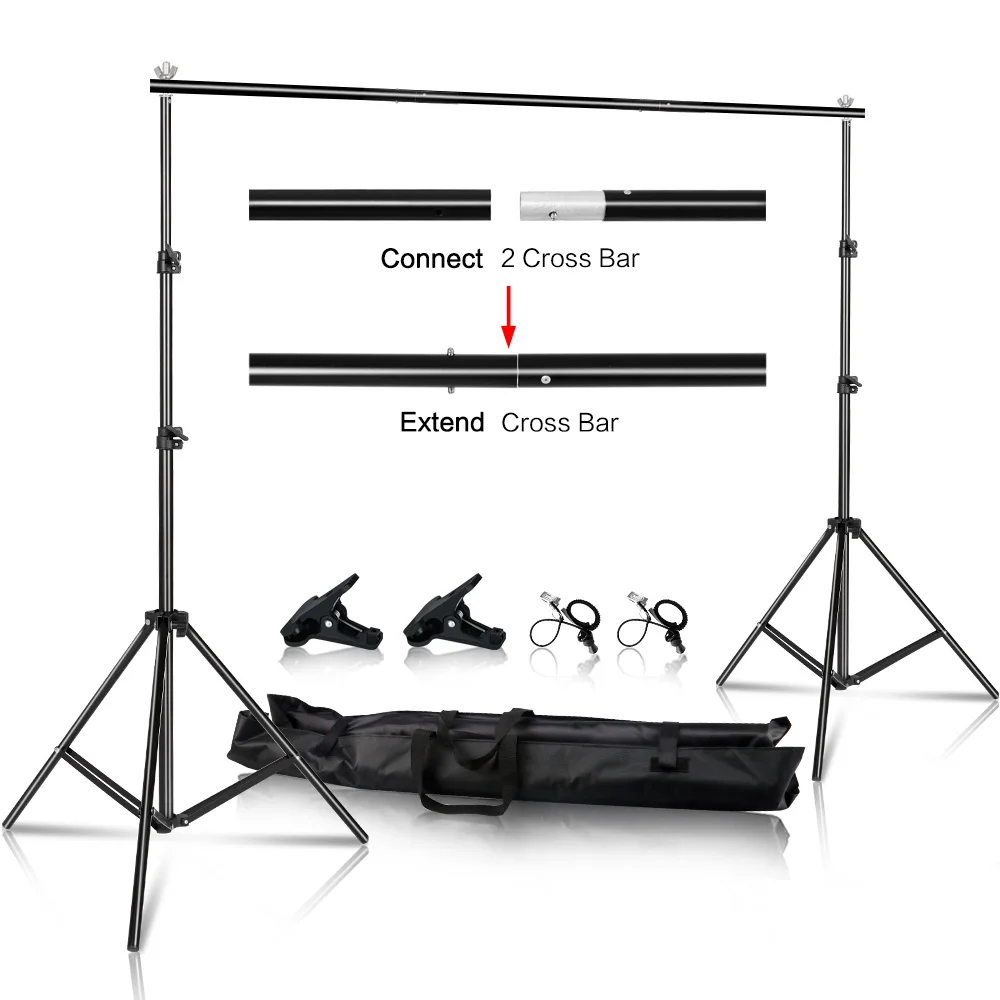 

2x2M/6.5x6.5ft Photo Video Studio Backdrop Background Stand, Adjustable Telescopic Background Support System With Carry Bag