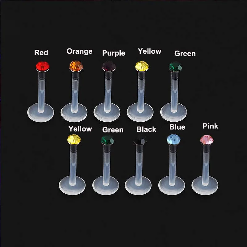 1 шт. прозрачный акриловый Пирсинг ушной кости пирсинг губ лаблет 16 г 10x CZ