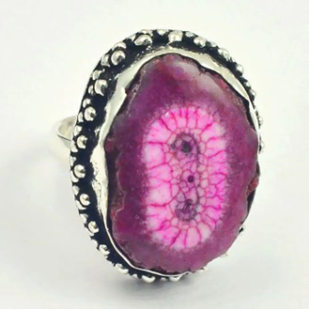 

Solar Quarts Ring Silver Overlay over Copper, USA Size 7.75 , R4287