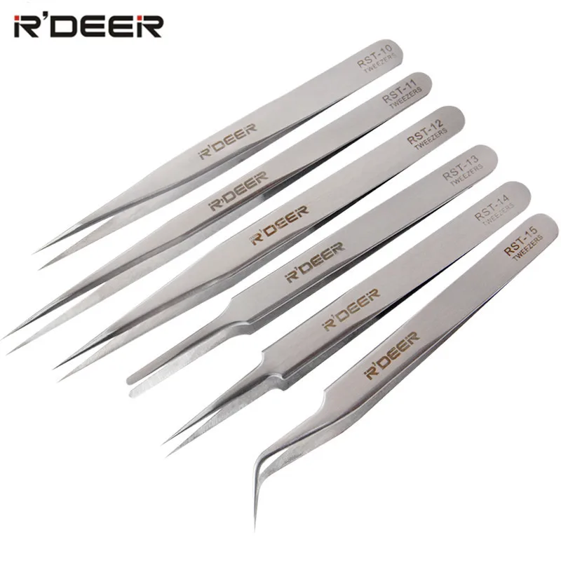 Precision Tweezers Tweezer Tool 6pcs Precision Tweezers Set Thicken Stainless Steel Electronics Forceps Multi Tools Hand Tool