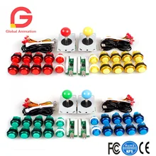 4 Player Classic DIY Arcade Kit Zero Delay USB Encoder +8 Way Joystick +5V LED Illuminated Push Button For KOF Mame Raspberry Pi arcade diy kits parts mame usb encoder 2 x led 4 8 way joystick 16x led illuminated push button for raspberry pi retropie 3b