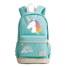 New Summer Style Rainbow Unicorn Printing Backpack Canvas School Bags for Teenage Girls Candy Color Women Backpack Rucksack