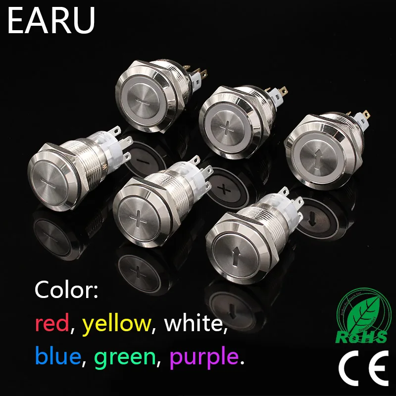 

Cutomize Logo Custom-made Metal Push Button Switch Fixation Latching Momentary Reset + - Arrow Plus Minus Waterproof LED Light