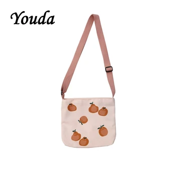 

Youda Cute Girl Mobile Packet Korean Messenger Bags Fruit Printing Japanese Canvas Shoulder Bag Portable Shopping Pouch