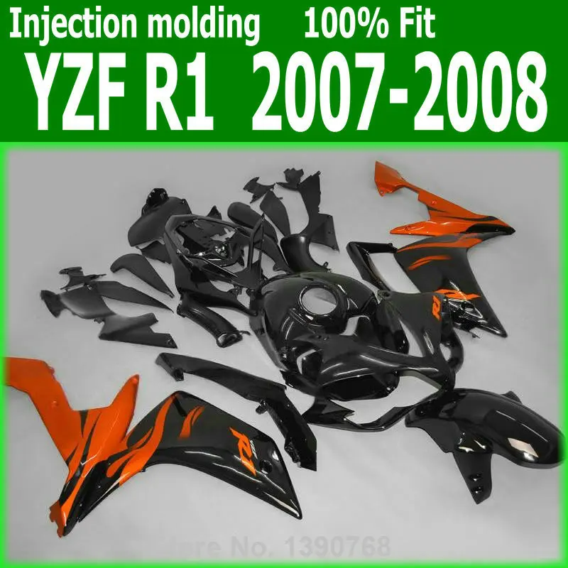 

Free customize fairing kit For YAMAHA YZF R1 07 08 ( Red Flames ) 2007 2008 Fairings CQ83