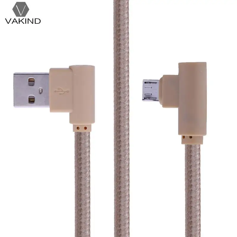 

1m 90 Degree Right Angle 5Pin Mirco USB Cable Nylon Biraided L Shaped USB Data Sync Transfer Charging Cord Charger Wire Line
