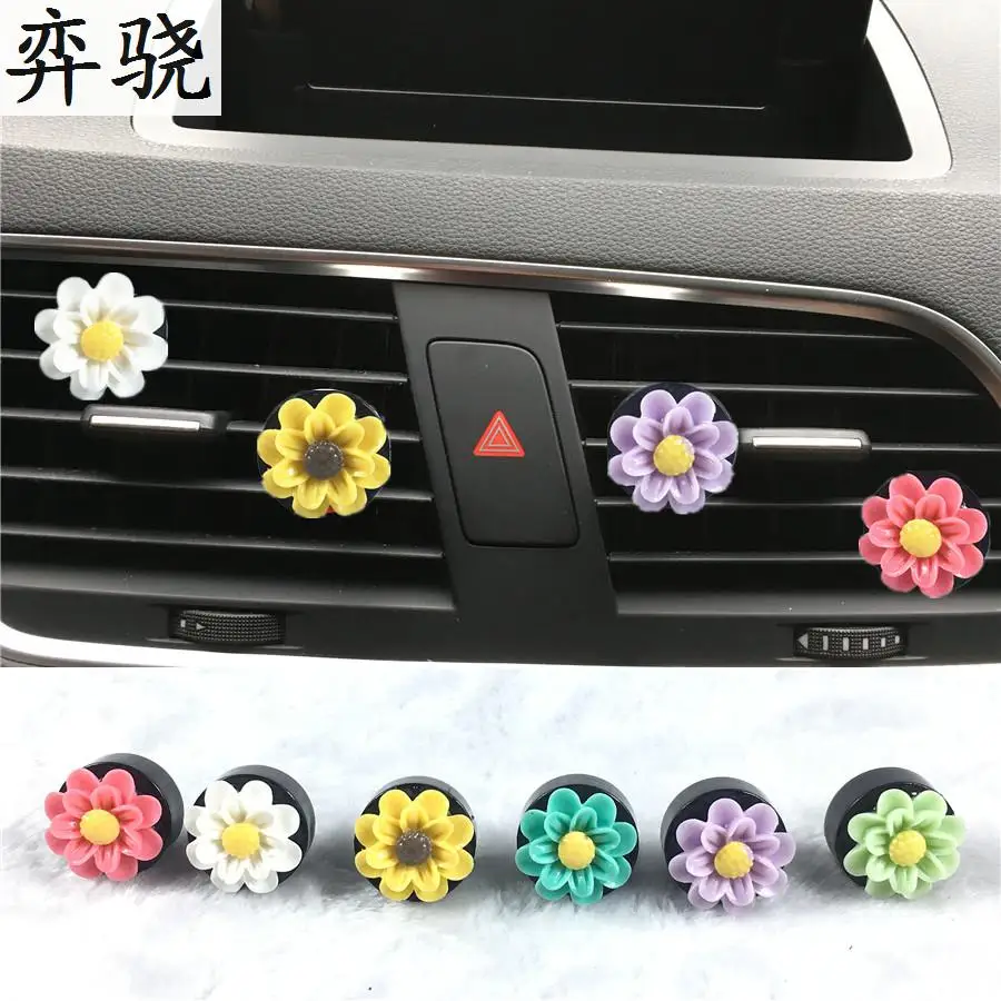 

Exquisite Colorful plastic flower car accessories styling Little Daisy car perfume clip Air refreshing agent for air conditioner