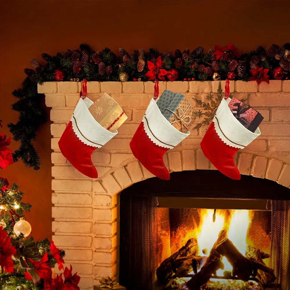 

12pcs Christmas Stocking Snowman Christmas Tree Hanging Ornament Bag Gift Ornament Socks Christmas Decoration Products Holders
