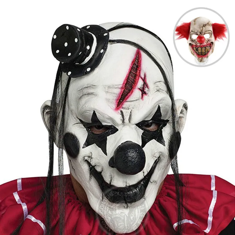 Black and Red Scary Clown Mask Full Face Cosplay Horror