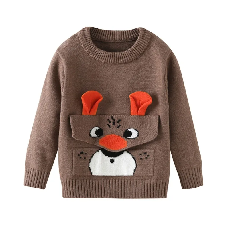 

Boys Girls Sweaters Cartoon Baby Girl Sweater jumper Autumn Winter Knitted Pullover Turtleneck Warm Outerwear Kids Sweater 1-6Y