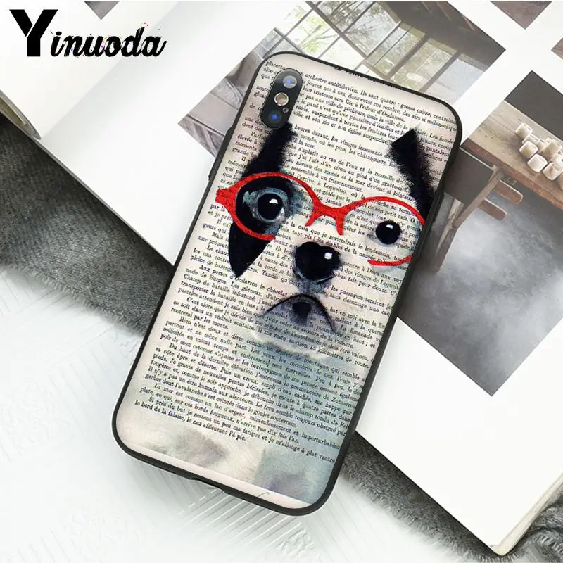 Book newspaper background Cute French Bulldog