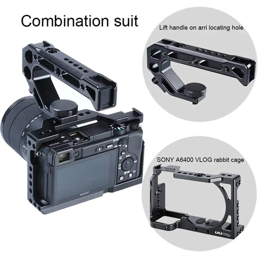 UURig для sony A6400 камера клетка+ Камера Холодный башмак ручка комплект, с Arri определения местоположения винт вращающийся винт внешний монитор микрофон