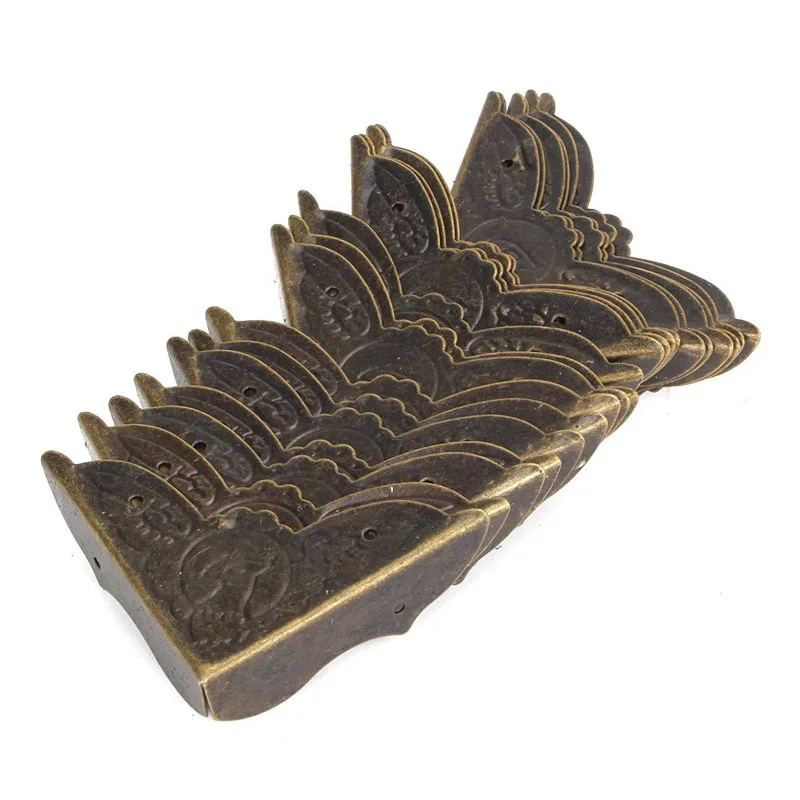 High Quality Furniture Accessories 20Pcs set 45x13mm Old Antique Bronze Desk Edge Cover Iron Boxes Corner Protection HR