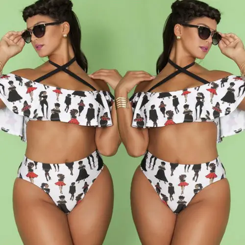 Sexy Women Size Plus Bikini Set Push up Padded Swimsuit Floral Bathing