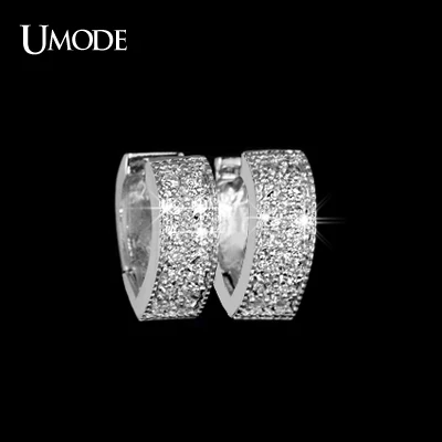 

UMODE Unique Heart Shaped Loop with tiny CZ Hoop Earring UE0015