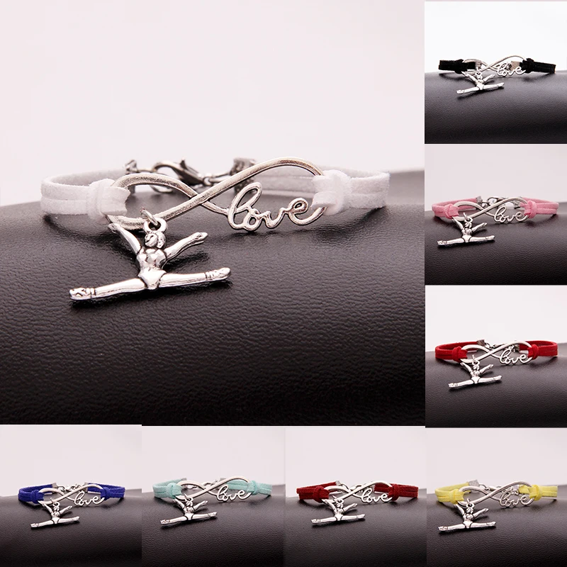 12 шт./лот) Бесконечная любовь спортивный браслет гимнастическая подвеска ручной работы гимнастические браслеты и браслеты ювелирные изделия для женщин мужчин 15 цветов