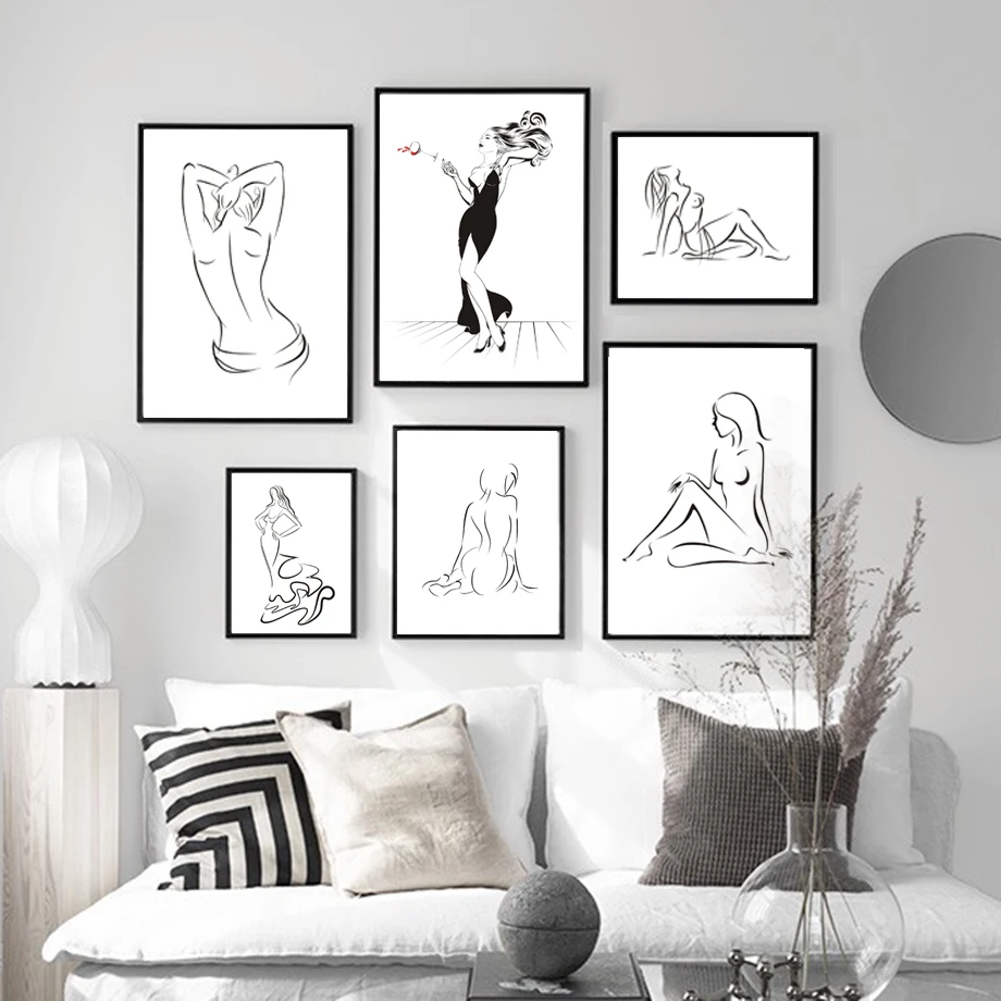 

Abstract Sexy Girl Line Modern Fashion Wall Art Canvas Painting Nordic Posters And Prints Wall Pictures For Living Room Decor