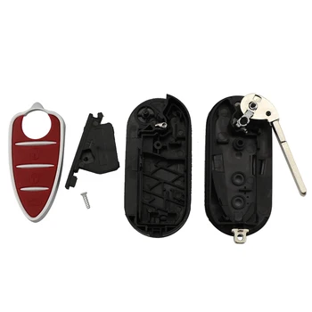 Keyforkesspieghevole 3 pulsanti chiave per auto a distanza Shell Fob per Alfa Romeo Mito Giulietta GTO 159 alloggiamento chiave automobilistica rosso senza Logo lama - YIQIXIN pieghevole 3 pulsanti chiave per auto a distanza Shell Fob per Alfa Romeo Mito