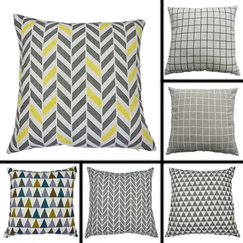 

mling 1pcs 45x45cm Geometric Square Lattice Pillow Imitation Cotton Sofa Cushion Waist Pillow Cover Decorative Cushion Cover