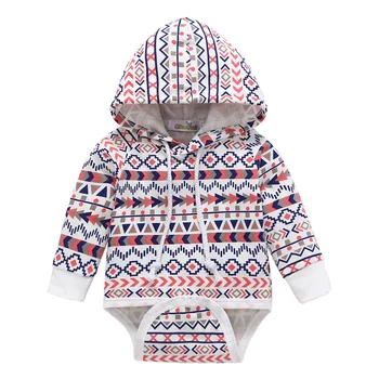 

1pcs Fashion bear Baby Boys Girl Geometric Hooded Jumpsuit Clothes Outfits Long sleeve Toddler kid Bodysuits Climb clothes